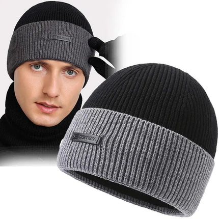 Winter Thick Knit Hat for Men Black Beanie Couple hip-hop Hat Male Female Women's Beanie Knitted Hat Trendy Melon Warm Windproof FRANTZDOL STORE