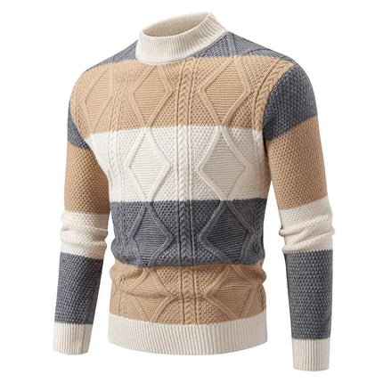 Fashion Patchwork Knitted Sweater Men Autumn Winter HEBDO