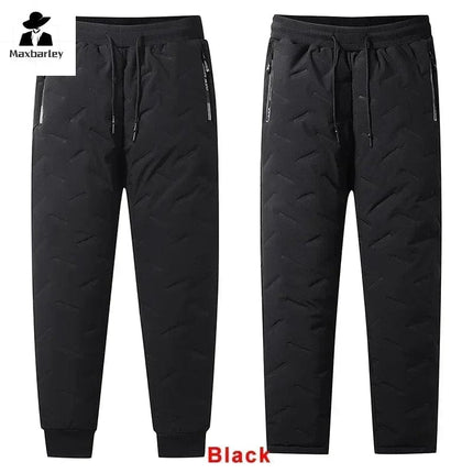 Winter Zip Pockets Thicken Fleece Sweatpants Men Joggers Black Grey Down Cotton Warm Pants Male Water Proof Thermal Trousers 7XL HEBDO STORE