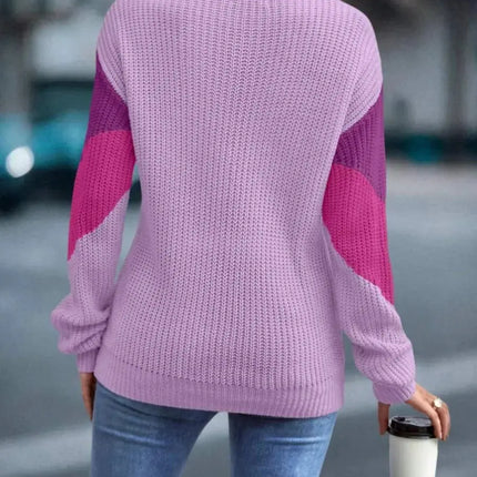 Knit Sweaters Women Jumpers Striped Print Round Neck Streetwear Pullover Top Casual Long Sleeve Warm Sweater Autumn Winter HEBDO