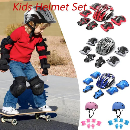 Kids Bike Helmet Knee Elbow Protective Gear Set with Wrist Guards Adjustable Safety Ride Protection Gear for Skateboard Scooter Hebdo Store