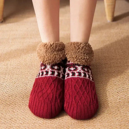 Warm Non Slip Socks Thermal Men Winter Short Cotton Thickened Family Sleep Soft Grip Plush Floor Slipper Sock Fluffy Women 2024 HEBDO