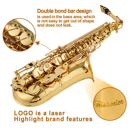 High Quality Eb Alto Saxophone Brass Lacquered Gold E Flat Sax Musical Woodwind Instrument With Case Mouthpiece Accessories HEBDO STORE