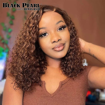 HD Lace Brown Curly Bob Wig Human Hair 13X7X2 Lace Front Wigs Pre Plucked with Baby Hair Glueless Short Curly Wavy Human Hair HEBDO STORE