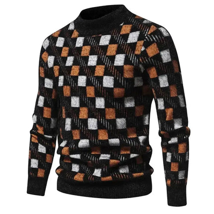 Fashion Patchwork Knitted Sweater Men Autumn Winter HEBDO