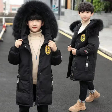 Winter Boys Thicken Long Jackets For kids 4-16Y Keep Warm Casual Hoodies Kids Coats Long Sleeve Children Windbreaker Outerwear Hebdo Store