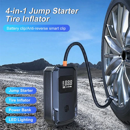 Car Jump Starter Air Compressor Portable Booster Charger 1200A Powerful Battery Starting Device with Flashlight Tire Inflator Hebdo Store