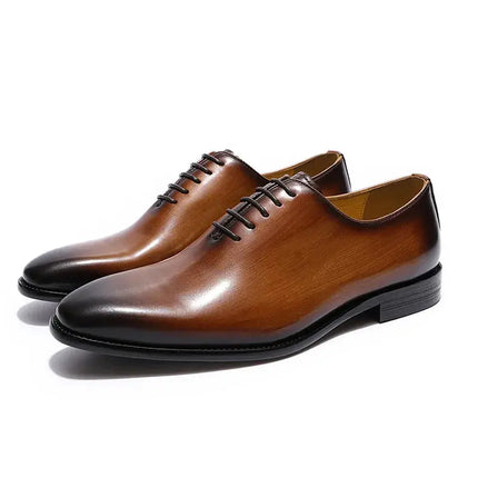 Classic Genuine Leather Whole Cut Mens Oxford Dress Shoes Plain Toe Brand Designer Handmade Office Business Formal Shoes for Men HEBDO