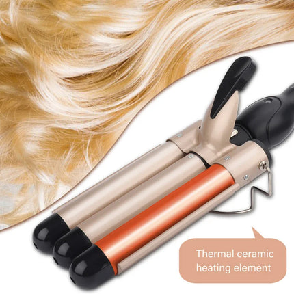 Curling Iron Wand With Lcd Temperature Display - 1 Inch Ceramic Tourmaline Triple Barrels Coating Hair Curler HEBDO STORE