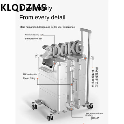 KLQDZMS Suitcase with Wheels Full Aluminum Magnesium Alloy Trolley Case Men 20 "24" 28 Inch Boarding Box Women's Luggage HEBDO STORE