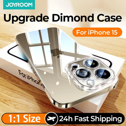 Joyroom Case For iPhone 15 14 Pro Max Case Crystal Transparent Back PC+TPU Anti-Yellow Full Lens Cover For iPhone 13 Pro Max HEBDO STORE