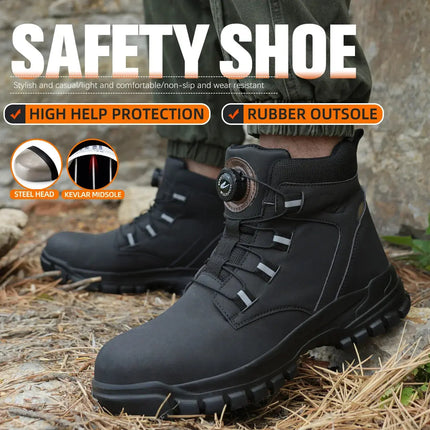 Rotary Buckle Work Sneakers Protective Shoes Safety Protect Puncture-proof Industrial Puncture-Proof Anti-smash Steel Toe Shoes HEBDO STORE