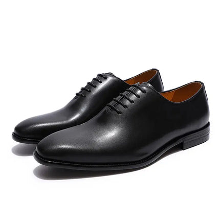 Classic Genuine Leather Whole Cut Mens Oxford Dress Shoes Plain Toe Brand Designer Handmade Office Business Formal Shoes for Men HEBDO