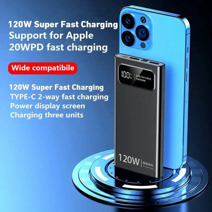 120W Mobile Power Bank Super Fast Charge 200000mAh Large Capacity Fast Charge Battery External Battery Mobile Power Bank HEBDO STORE