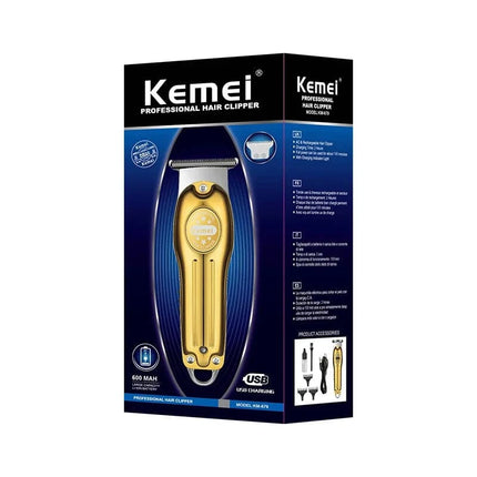 Wholesale Electric Gold Silver Color Hair Trimmer Kemei KM-679 USB Charging Mini LCD Light Carving Scissors Hair Clipper HEBDO STORE