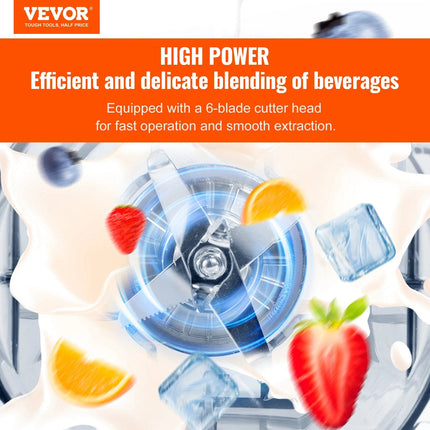 VEVOR 2L Smoothie Blender Professional Countertop Fruit Food Processor Mixer Maker with Stainless Steel for Home Kitchen Bar HEBDO STORE