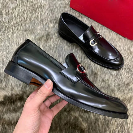 Black Brushed Leather Loafers Men's elegant and Sophisticated Gentleman's shoe most popular Wedding Shoes HEBDO STORE