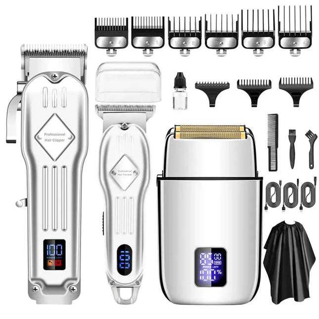 RESUXI 3 in 1 Professional Electric Hair Clipper and Shaver Set for Barber Men Hair Trimmer Electric Shaver Hair Cutting Machine HEBDO