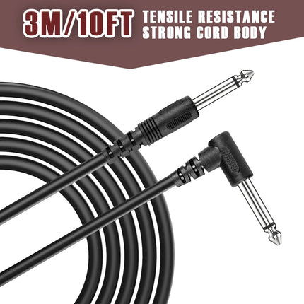 10 Feets 3M Guitar Amplifier Cable Cord Electric Guitar Violin Bass Instruments Leads LP ST Straight To Right Angle 6.35mm Plug HEBDO STORE