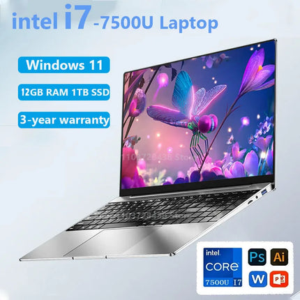 New 2024 Laptop Computer Windows 11 12GB RAM 1TB SSD Intel CORE i7 7500U 1920*1080 Resolution Laptop 14.1" Office Study Computer HEBDO STORE