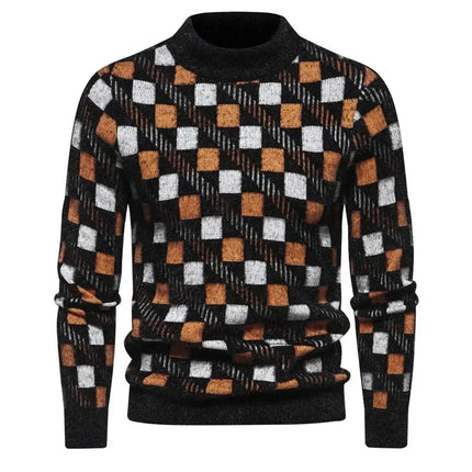 Fashion Patchwork Knitted Sweater Men Autumn Winter HEBDO