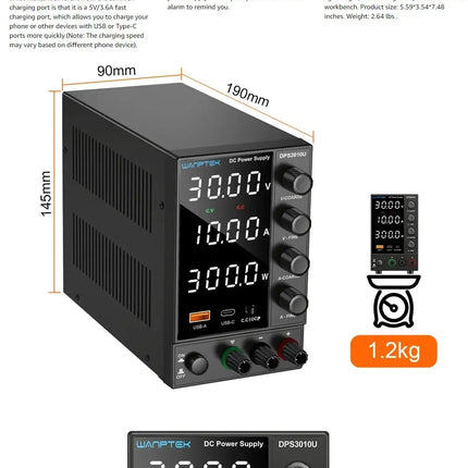 Wanptek DC Power Supply 30V 10A 5A Variable Bench Power Supply Adjustable Lab Power Supply 60V 5A 120V 3A  Voltage Regulator HEBDO