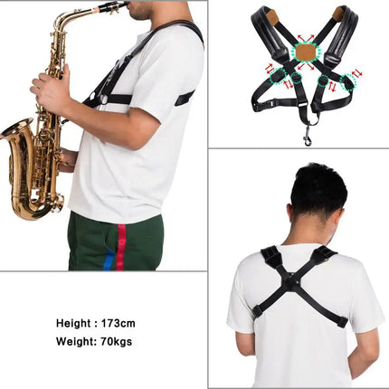 Miwayer Saxophone Neck Strap Sax Harness Shoulder Padded Neck Sling Adjustable For Baritone Alto Tenor Soprano Baritone Sax FRANTZDOL STORE