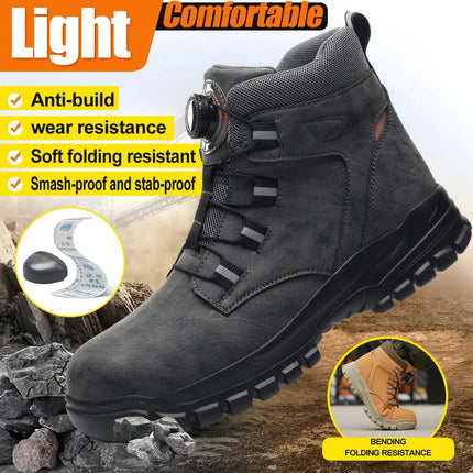 Rotary Buckle Work Sneakers Protective Shoes Safety Protect Puncture-proof Industrial Puncture-Proof Anti-smash Steel Toe Shoes HEBDO STORE