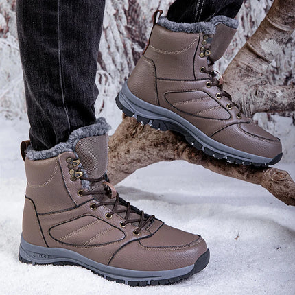 High Top Winter Men Snow Boots new Windproof Waterproof Shoes Super Warm Plush Men's Boots Outdoor Male Hiking Boots Work Shoes HEBDO STORE