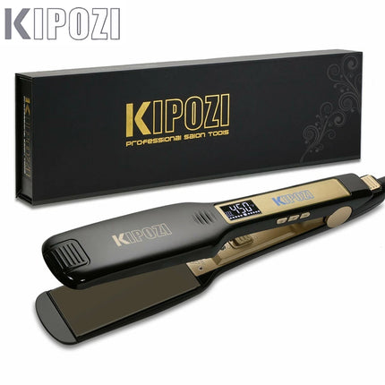 2024 KIPOZI Professional Titanium Flat Iron Hair Straightener with Digital LCD Display Dual Voltage Instant Heating Curling Iron HEBDO STORE