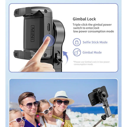 KEELEAD 360 Rotation Gimbal,Selfie Stick Tripod with Remote Fill Light Following Shooting,Stabilizer for Smartphone Live/Vlog HEBDO STORE