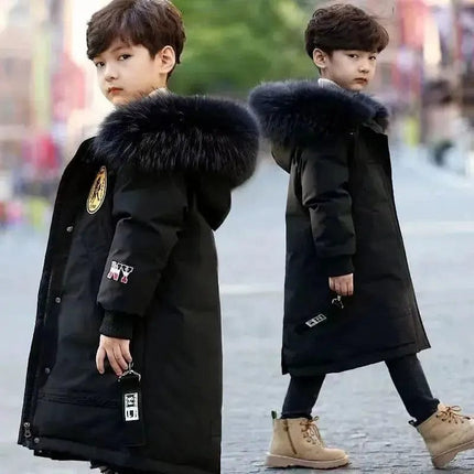 Winter Boys Thicken Long Jackets For kids 4-16Y Keep Warm Casual Hoodies Kids Coats Long Sleeve Children Windbreaker Outerwear Hebdo Store