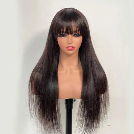 Wig With Bangs Fringe Wigs Human Hair Wig For Women Brazilian 100%Human Hair Sale Bangs Wig Full Machine Made Remy Hair Glueless HEBDO STORE