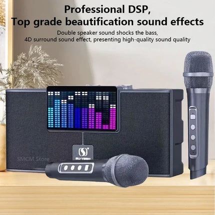 150W High Power RGB Pickup Rhythm Light Wireless Portable Microphone Bluetooth Speaker Sound Family Karaoke TF Subwoofer sound HEBDO