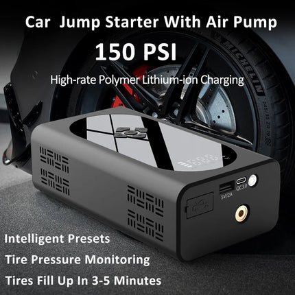 MoStar Car Jump Starter with Air Compressor Portable 4 in 1 Car Battery Starters Power Bank LED Lighting Auto Tyre Inflator Pump Hebdo Store