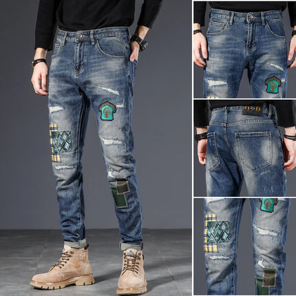 Patch Stitched Jeans Men's HEBDO STORE