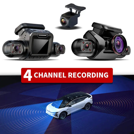 TiESFONG 360 4CH GPS Dash Cam M8S 4*1080P for Car WiFi Video Recorder IR Night Vision Support 24H Parking Monitor(64GB Card) HEBDO