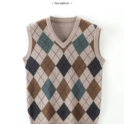 Men Sleeveless Middle-aged and Old Men's Knitted Sweater HEBDO