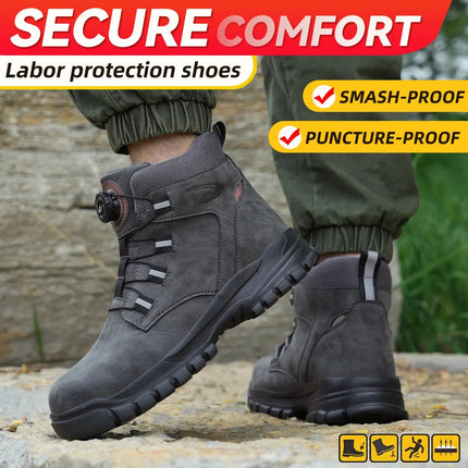 Rotary Buckle Work Sneakers Protective Shoes Safety Protect Puncture-proof Industrial Puncture-Proof Anti-smash Steel Toe Shoes HEBDO STORE