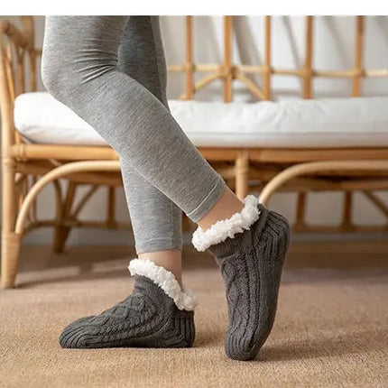 Warm Non Slip Socks Thermal Men Winter Short Cotton Thickened Family Sleep Soft Grip Plush Floor Slipper Sock Fluffy Women 2024 HEBDO