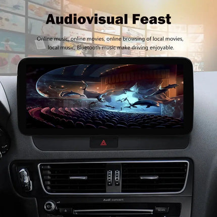 Car Stereo Android Auto Wireless Carplay 8 Core 12.3" For Audi Q5 2009-2016 RHD WIFI 4G SIM Split Screen BT GPS Navi Multimedia HEBDO