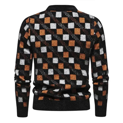 Fashion Patchwork Knitted Sweater Men Autumn Winter HEBDO