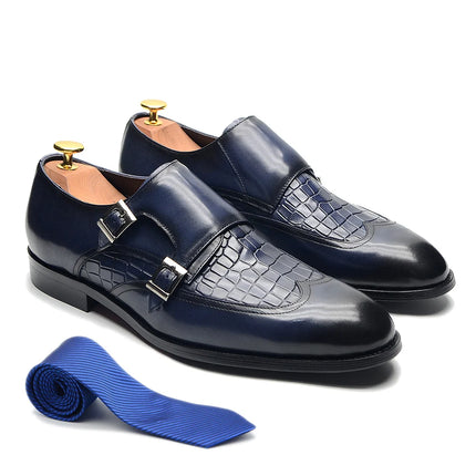 Classic Style Mens Double Buckle Monk Strap Dress Shoes HEBDO STORE