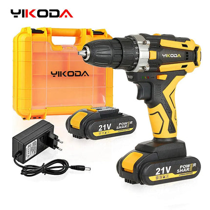 YIKODA 12/16.8/21V Cordless Drill Rechargeable Electric Screwdriver Lithium Battery Household Multi-function 2 Speed Power Tools Hebdo Store