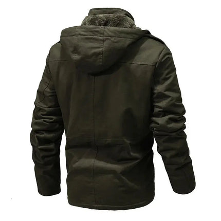 Men Military Multi Pockets Jackets Hooded Casual Winter Warm Parkas Fleece Down Jackets New Male Cotton Jackets Men's Clothing HEBDO STORE