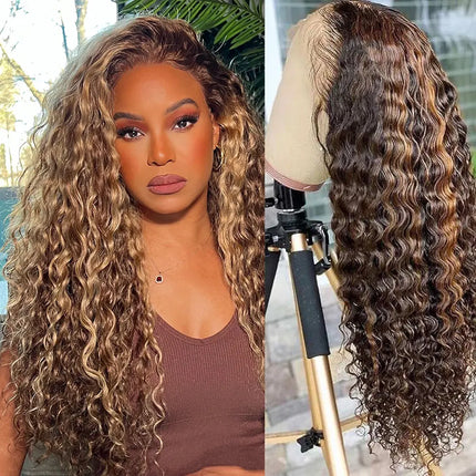 Highlight Deep Wave Frontal Wig 13x6 Hd Lace Brown Lace Front Human Hair Wigs Glueless Wig Human Hair Ready To Wear HEBDO STORE