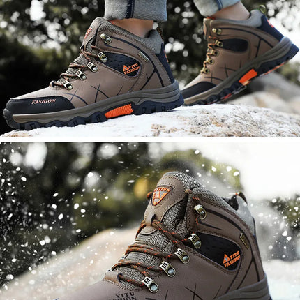 Brand Men Winter Snow Boots Waterproof Leather Sneakers Super Warm Men's Boots Outdoor Male Hiking Boots Work Shoes Size 39-47 HEBDO STORE