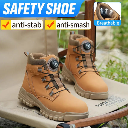 Rotary Buckle Work Sneakers Protective Shoes Safety Protect Puncture-proof Industrial Puncture-Proof Anti-smash Steel Toe Shoes HEBDO STORE