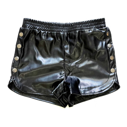 814# New Sexy Summer and Autumn Stretch Plus Size Tight Black Faux Leather Shorts Casual Shorts Leather Pants for Women HEBDO STORE