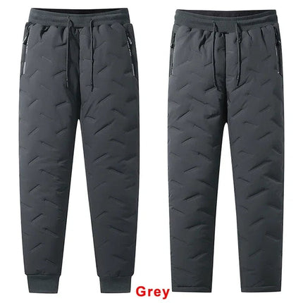 Winter Zip Pockets Thicken Fleece Sweatpants Men Joggers Black Grey Down Cotton Warm Pants Male Water Proof Thermal Trousers 7XL HEBDO STORE